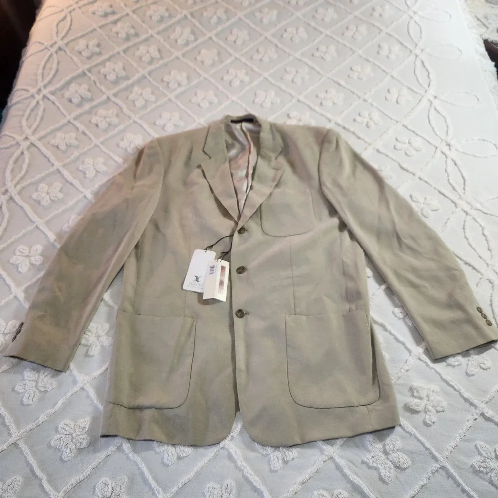 Axis Sports Coat Blazer Suit Jacket Tencel Fiber XL Beige Tan‎ 3 Button Shoulder